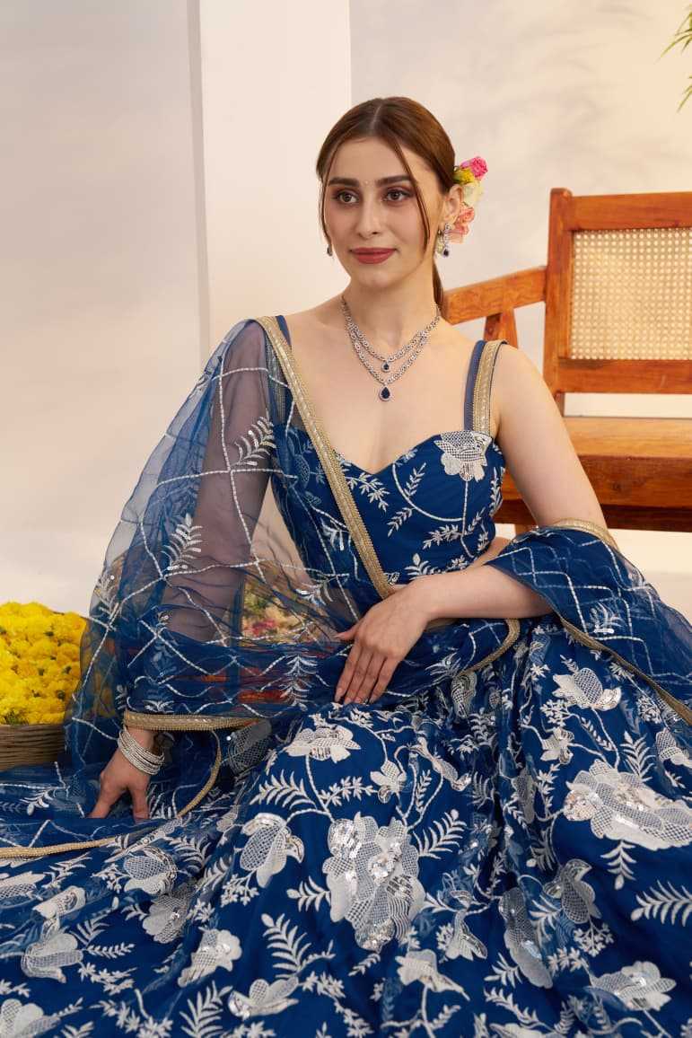 Georgette Embroidered Zari Work Sequins Lehenga