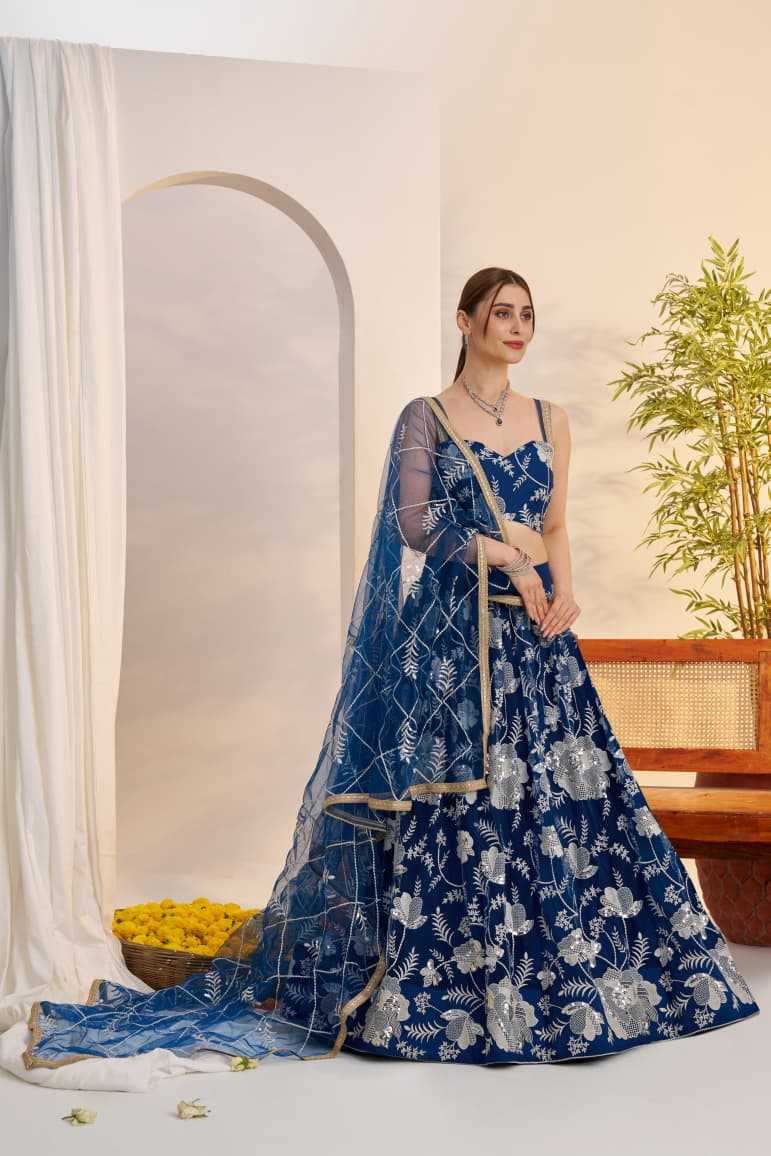 Georgette Embroidered Zari Work Sequins Lehenga