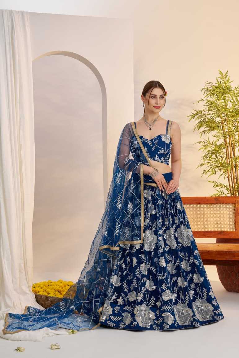 Georgette Embroidered Zari Work Sequins Lehenga