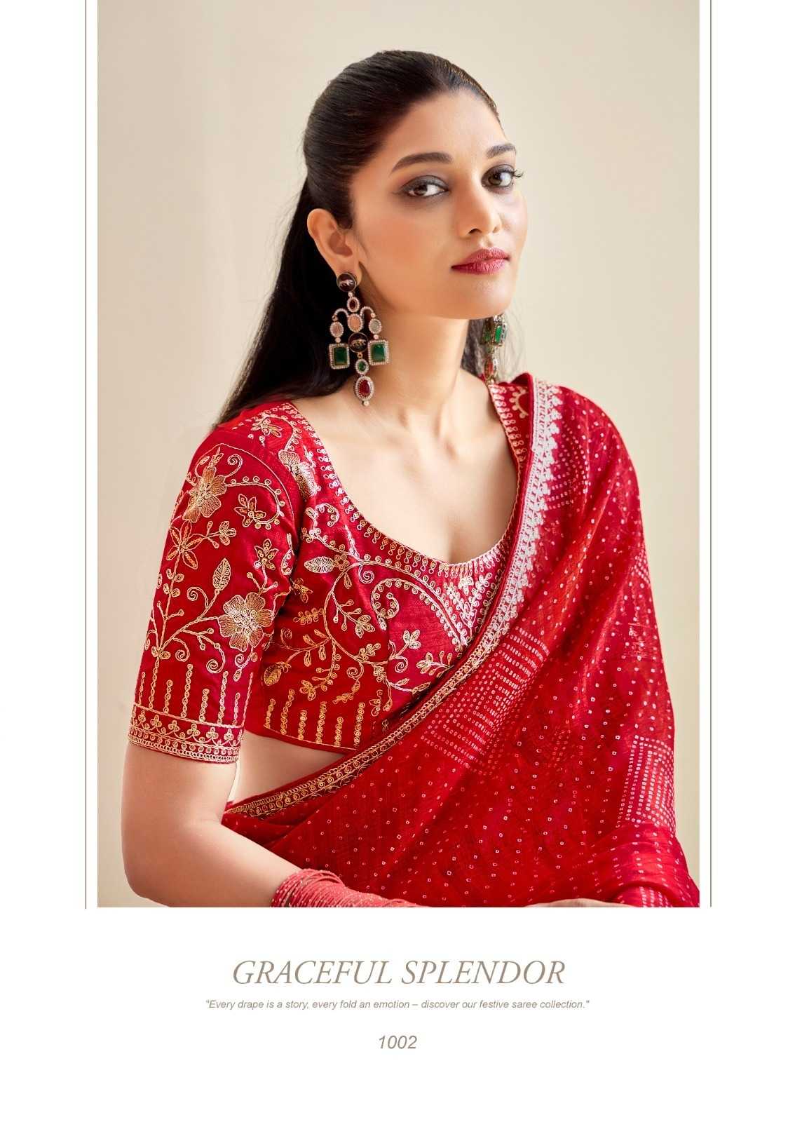 Georgette  Embroidered Bandhani Sarees