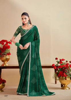 Georgette  Embroidered Bandhani Sarees