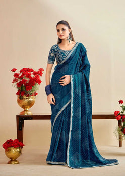 Georgette  Embroidered Bandhani Sarees