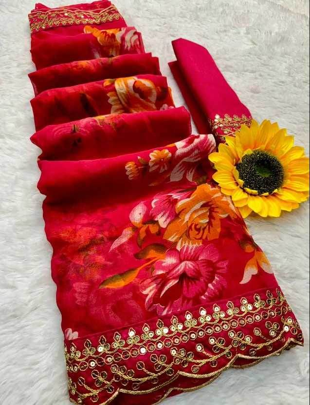 Georgette Embroidered Cutwork Saree - MYLUXURY LANE ENTERPRISE