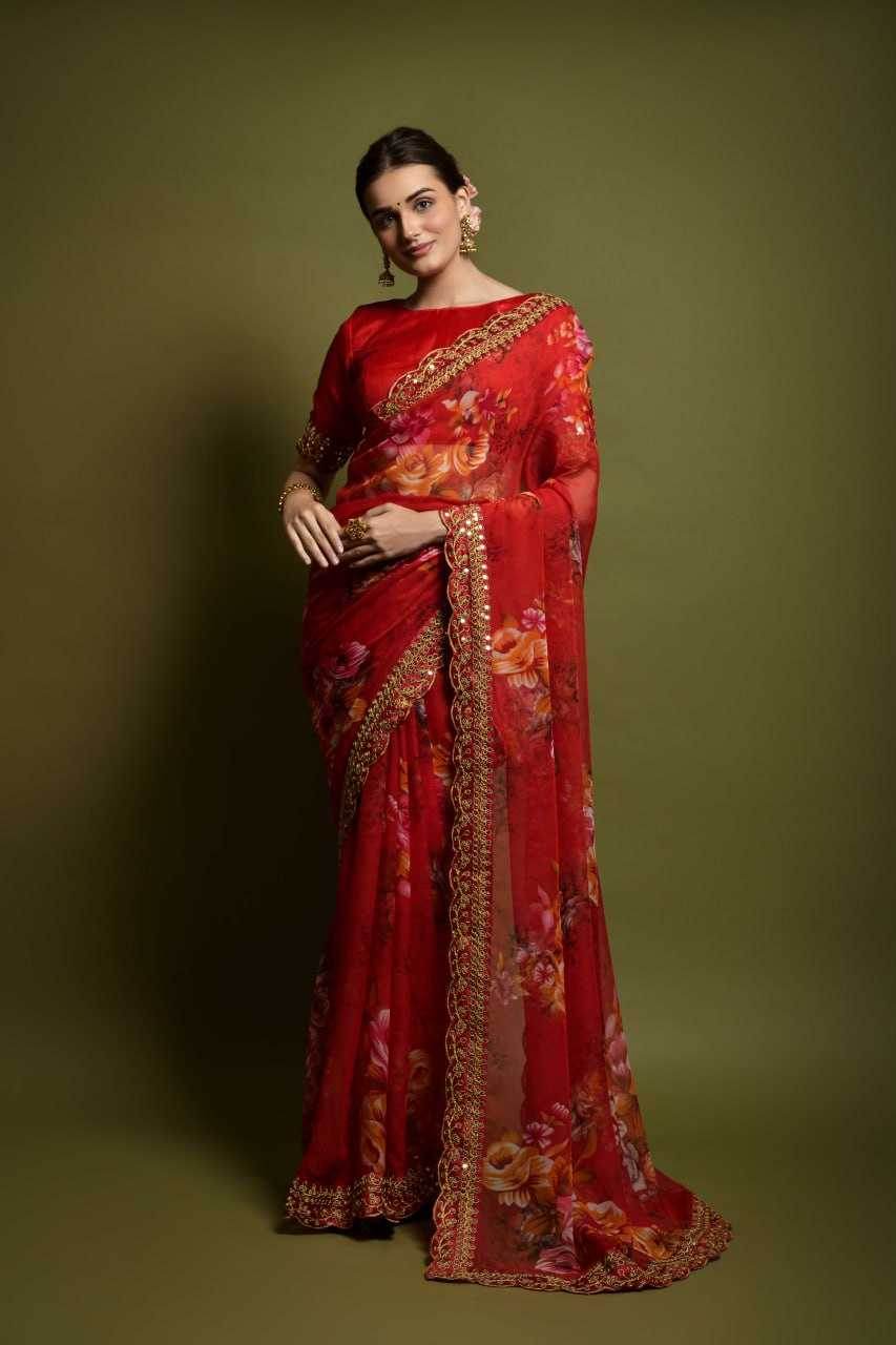 Georgette Embroidered Cutwork Saree - MYLUXURY LANE ENTERPRISE
