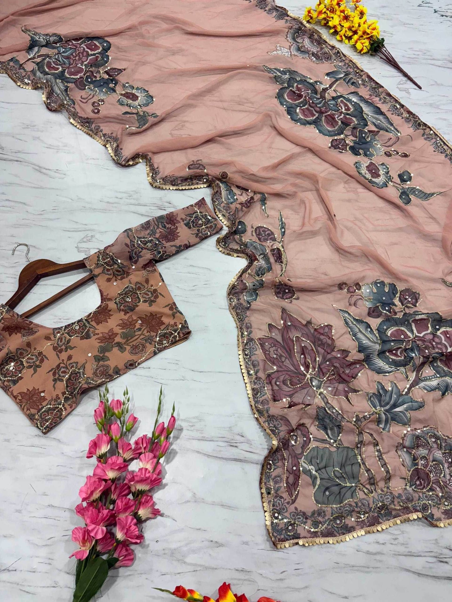 Georgette Hand Work Sarees - MYLUXURY LANE ENTERPRISE