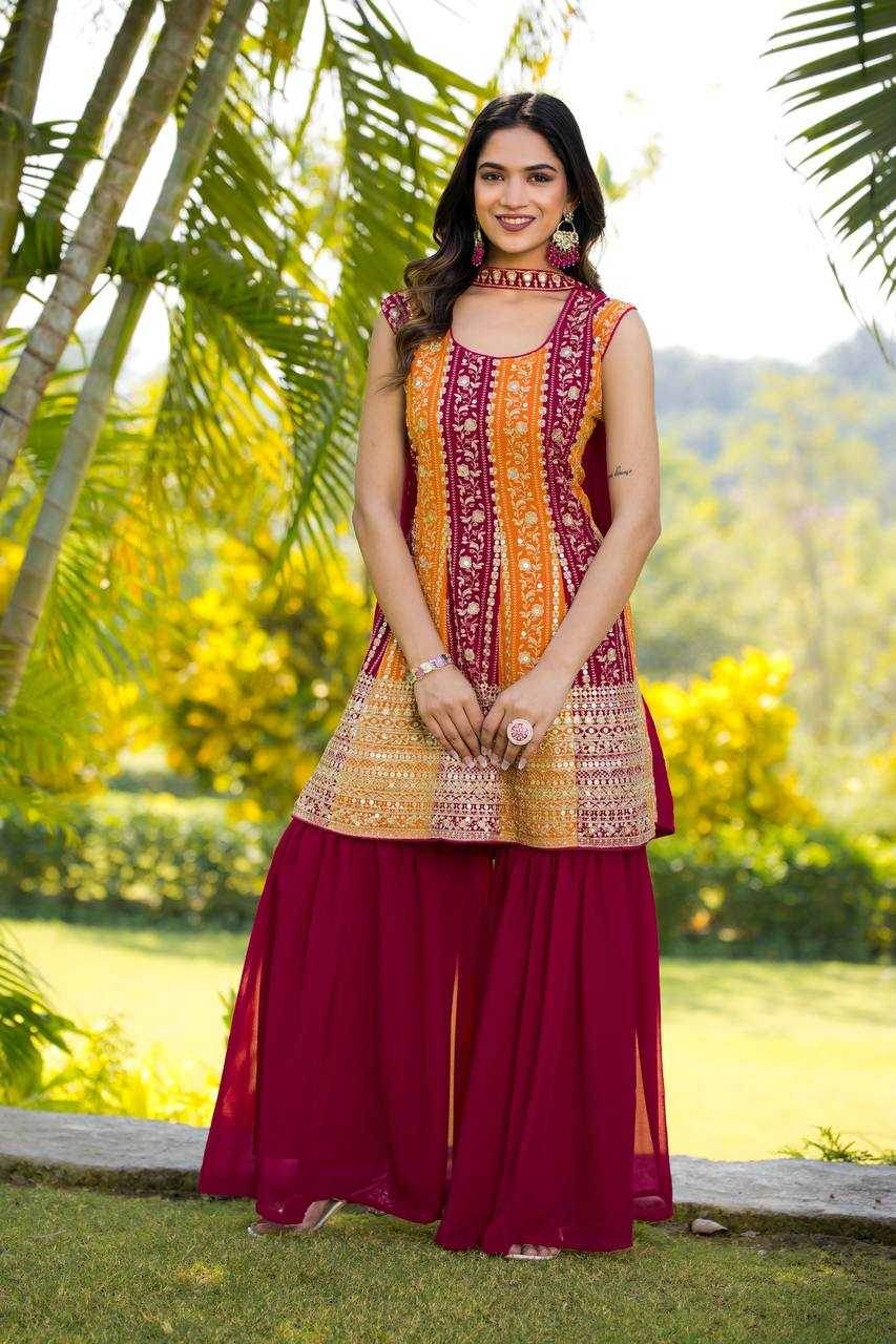 Georgette Sharara Salwar Suit - MYLUXURY LANE ENTERPRISE