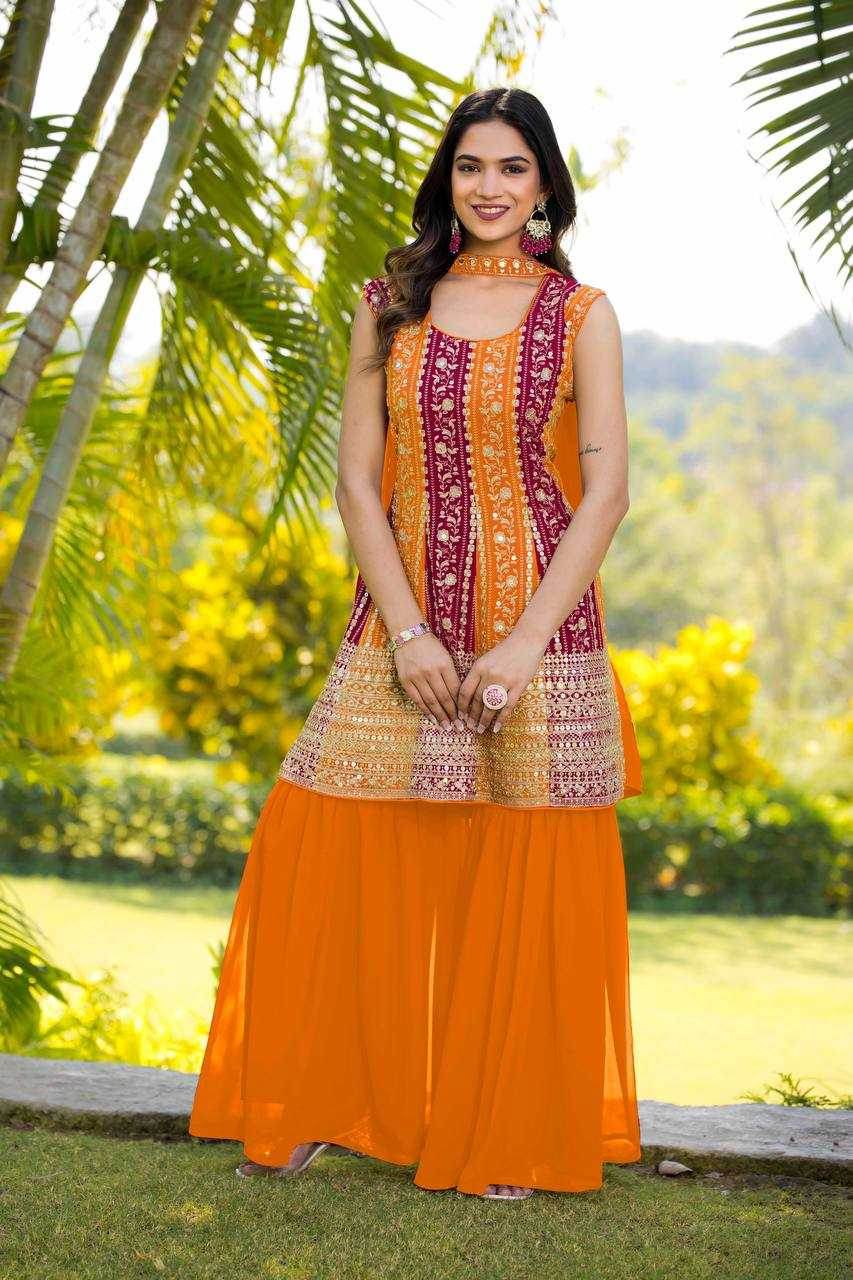 Georgette Sharara Salwar Suit - MYLUXURY LANE ENTERPRISE