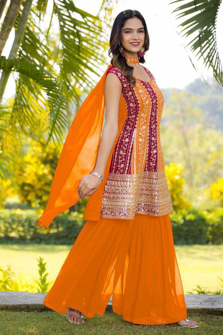 Georgette Sharara Salwar Suit - MYLUXURY LANE ENTERPRISE