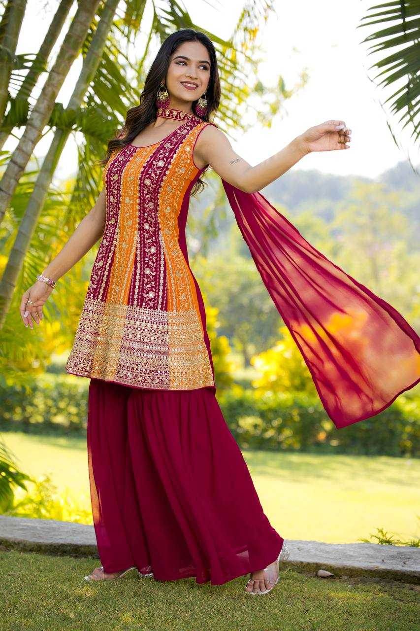 Georgette Sharara Salwar Suit - MYLUXURY LANE ENTERPRISE