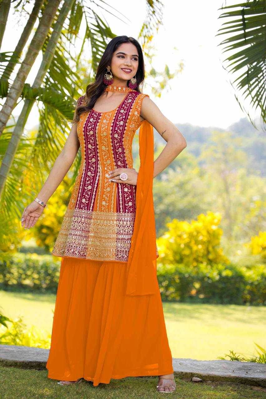 Georgette Sharara Salwar Suit - MYLUXURY LANE ENTERPRISE