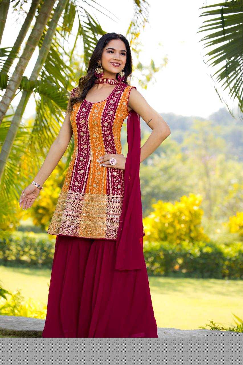 Georgette Sharara Salwar Suit - MYLUXURY LANE ENTERPRISE
