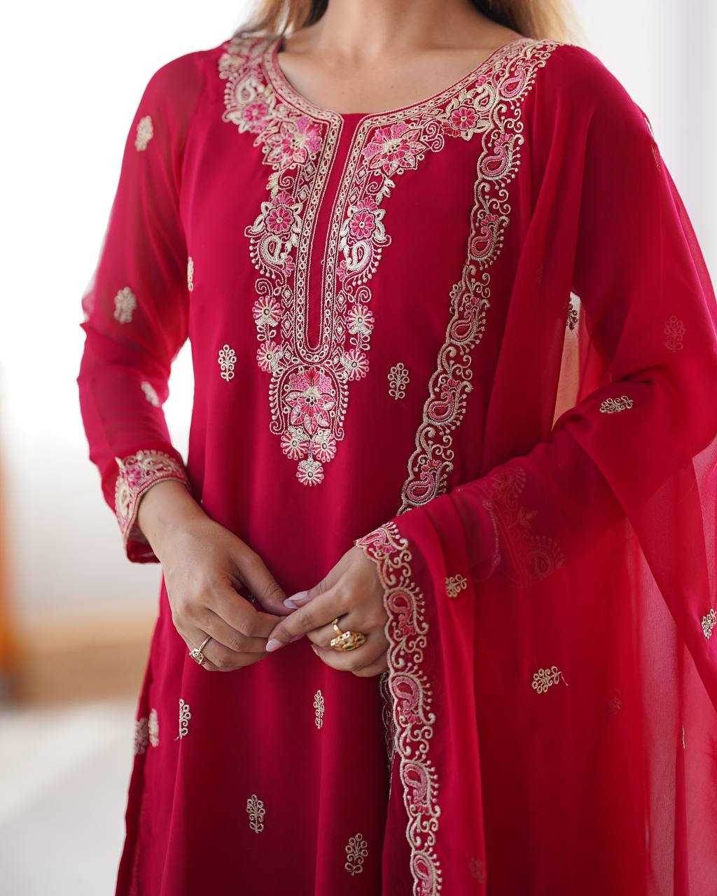 Georgette Red Salwar Suit - MYLUXURY LANE ENTERPRISE