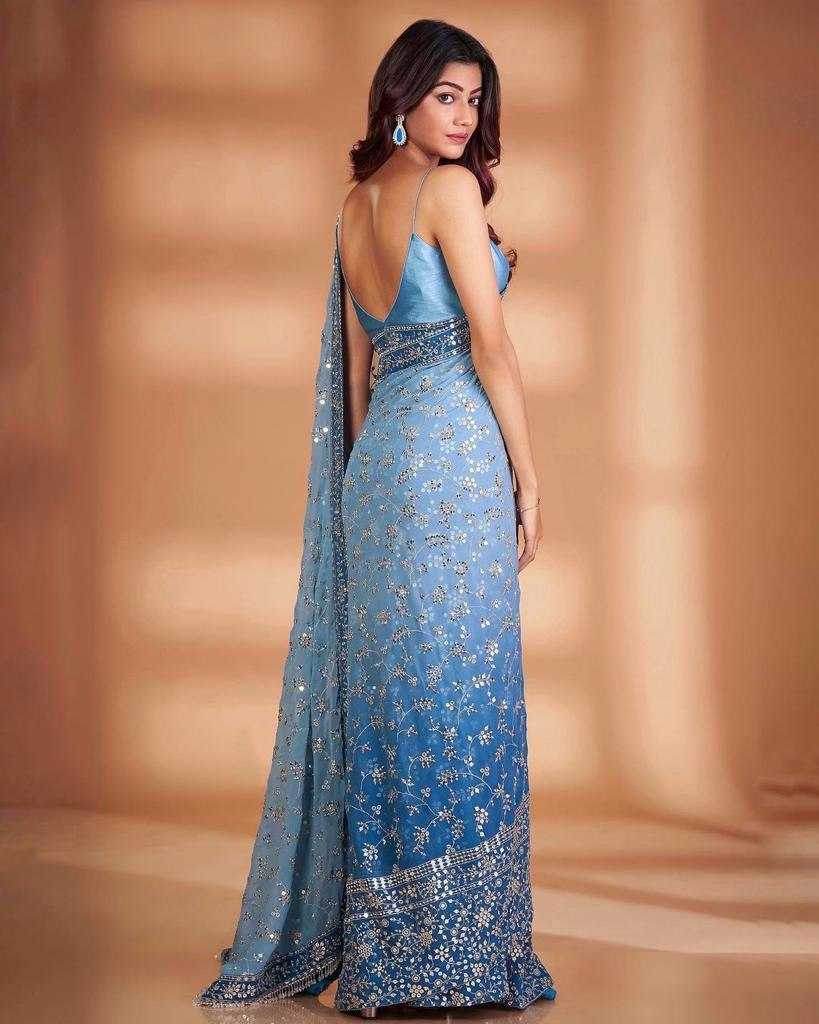 PARTY WEAR GEORGETTE SEQUENCE WORK EMBROIDERED SAREE - MYLUXURY LANE ENTERPRISE