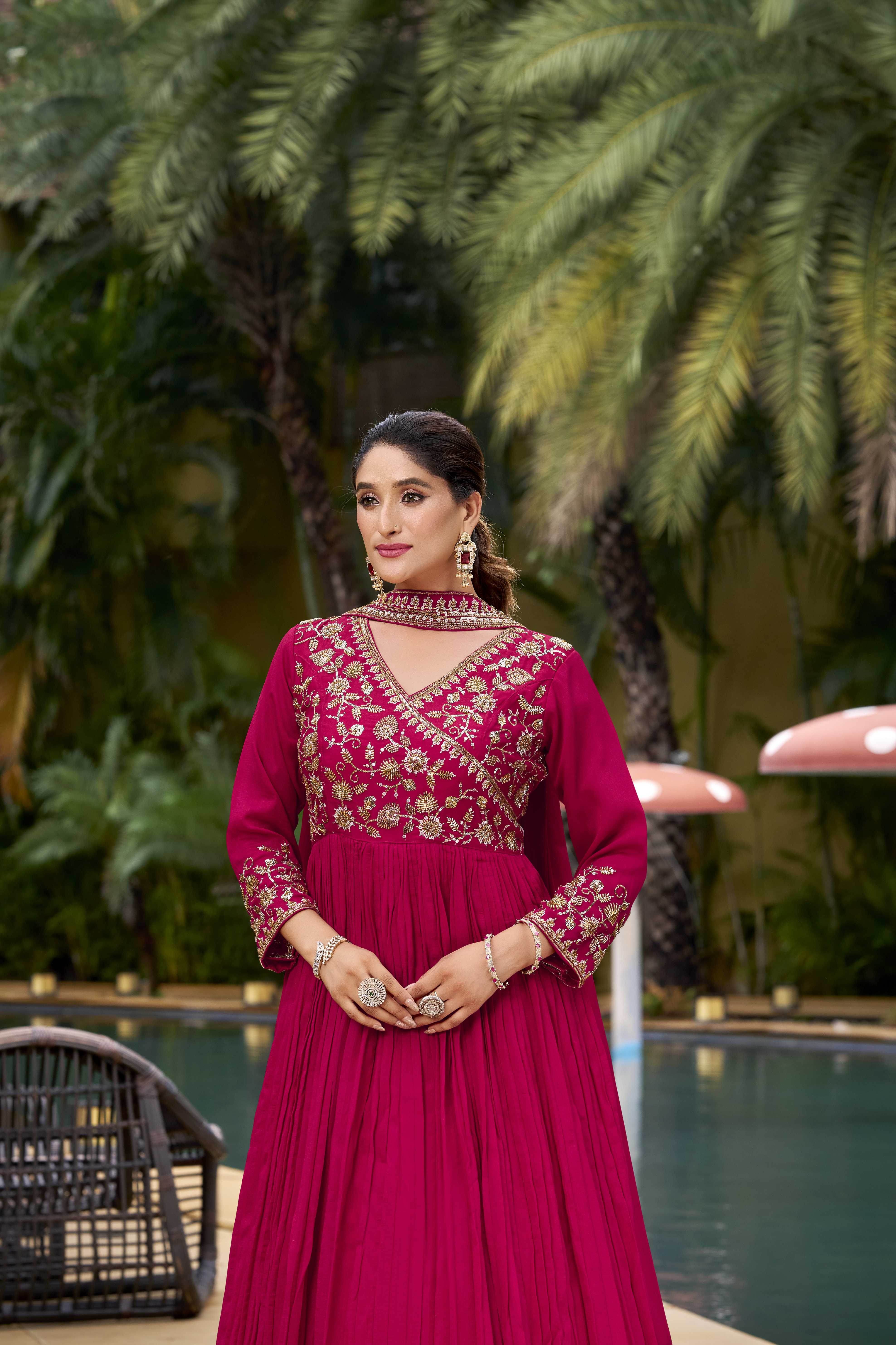 Georgette Embroidery Anarkali Long Sequin Gown - MYLUXURY LANE ENTERPRISE