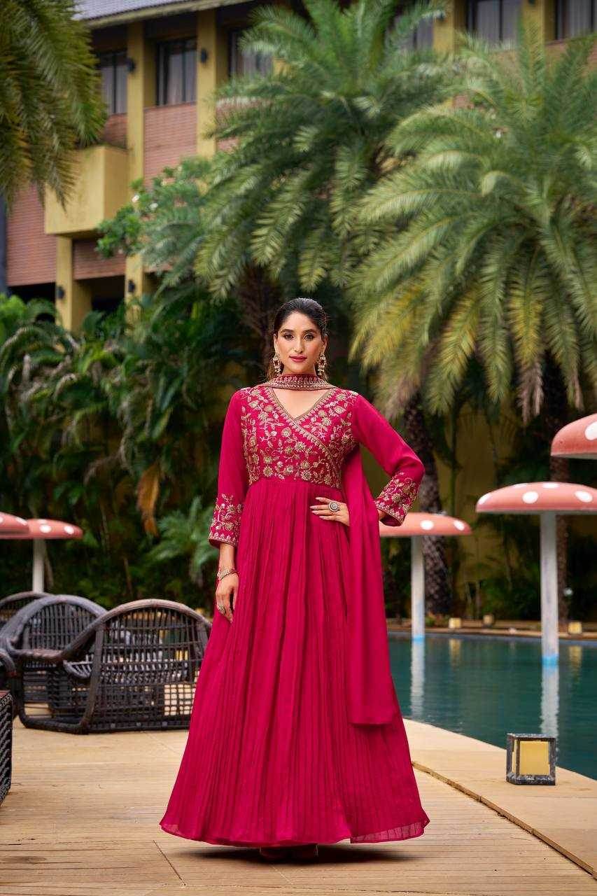 Georgette Embroidery Anarkali Long Sequin Gown - MYLUXURY LANE ENTERPRISE