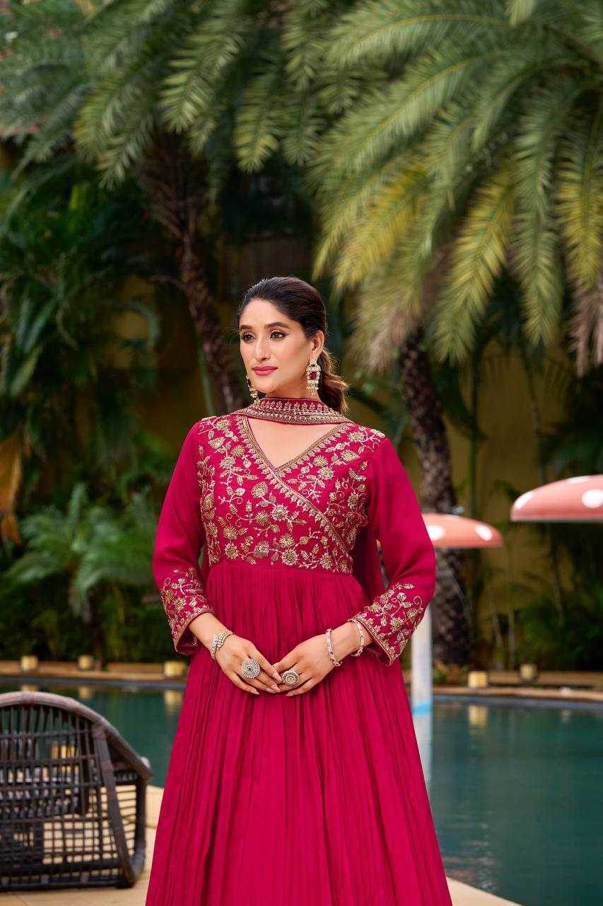 Georgette Embroidery Anarkali Long Sequin Gown - MYLUXURY LANE ENTERPRISE