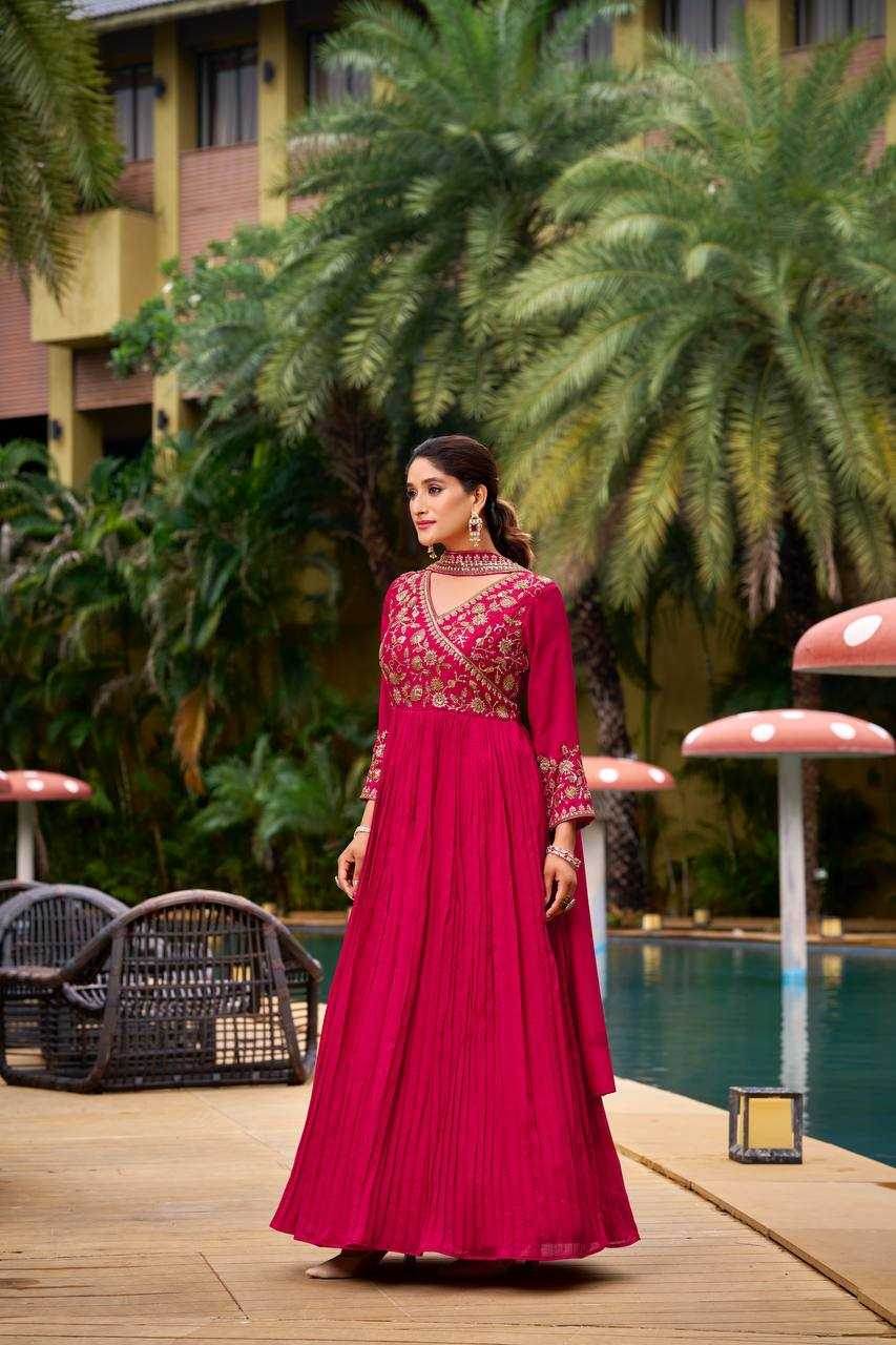 Georgette Embroidery Anarkali Long Sequin Gown - MYLUXURY LANE ENTERPRISE