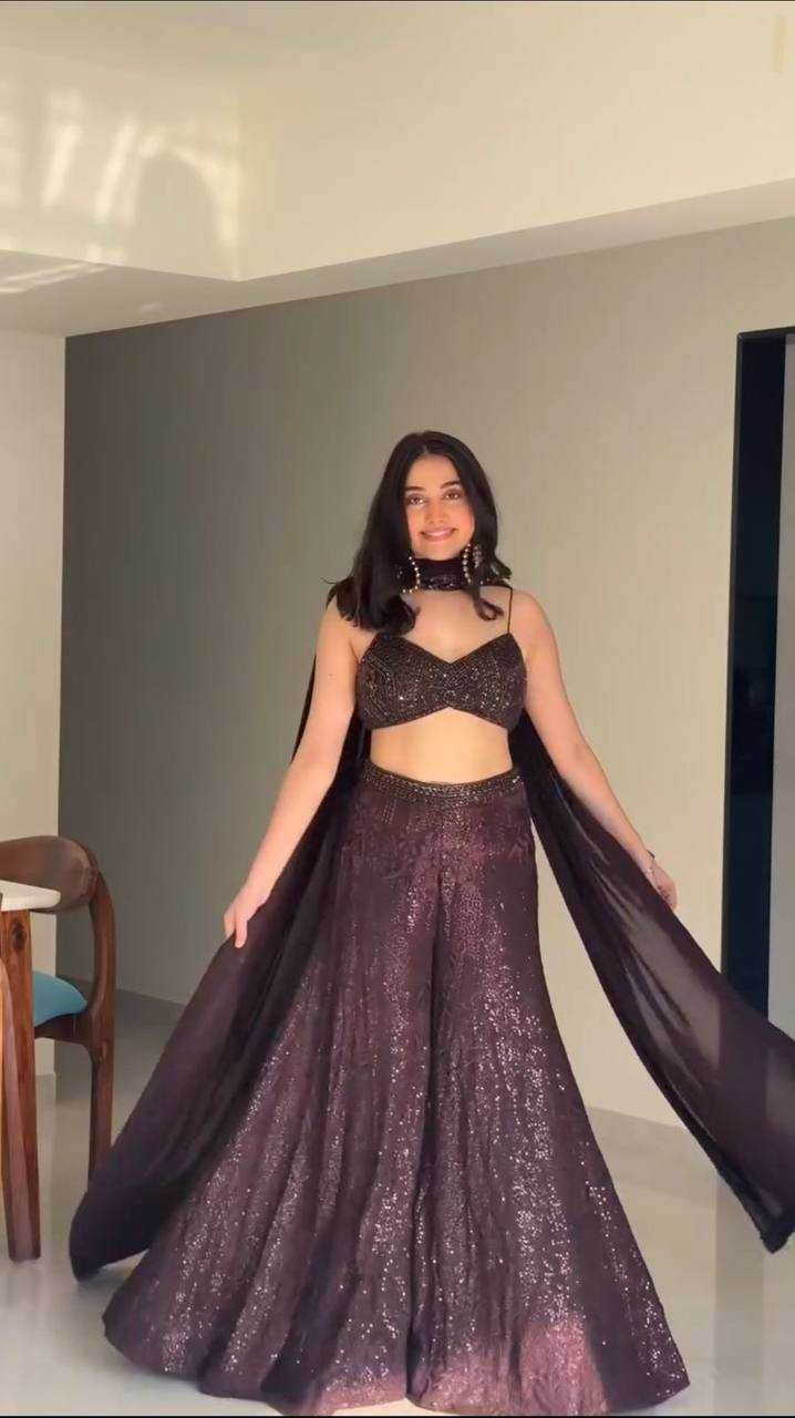 Embroidered Georgette Sequins Lehenga - MYLUXURY LANE ENTERPRISE