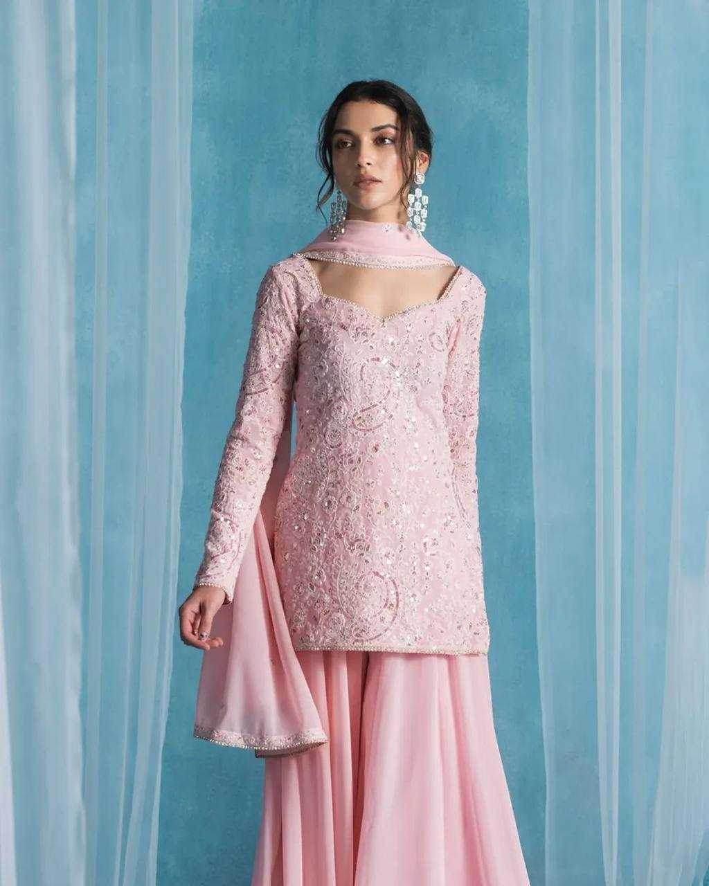 Georgette Palazzo Embroidered Suit - MYLUXURY LANE ENTERPRISE