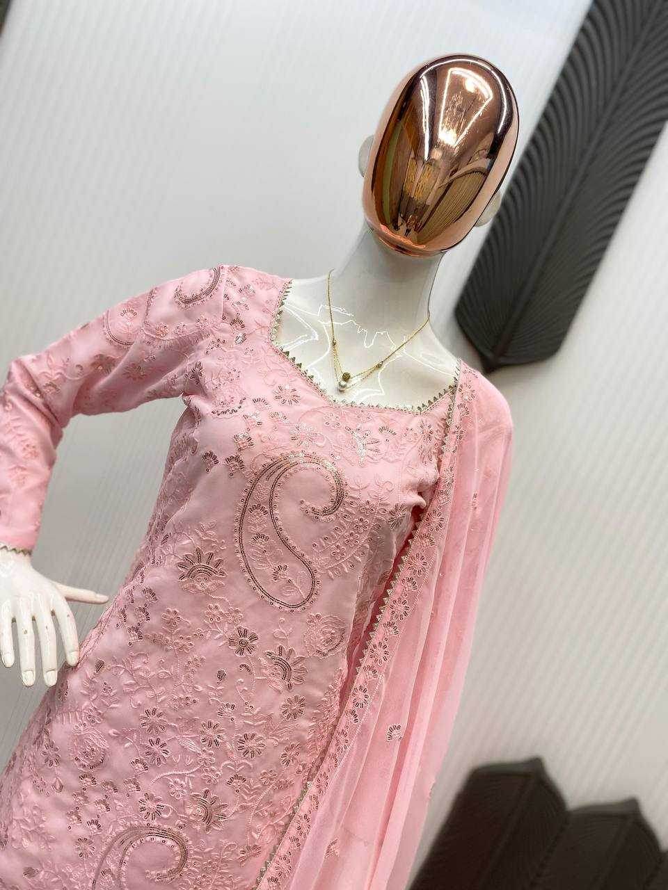 Georgette Palazzo Embroidered Suit - MYLUXURY LANE ENTERPRISE