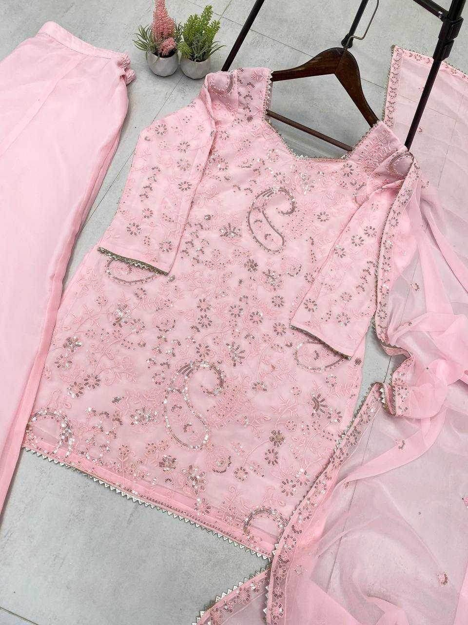 Georgette Palazzo Embroidered Suit - MYLUXURY LANE ENTERPRISE