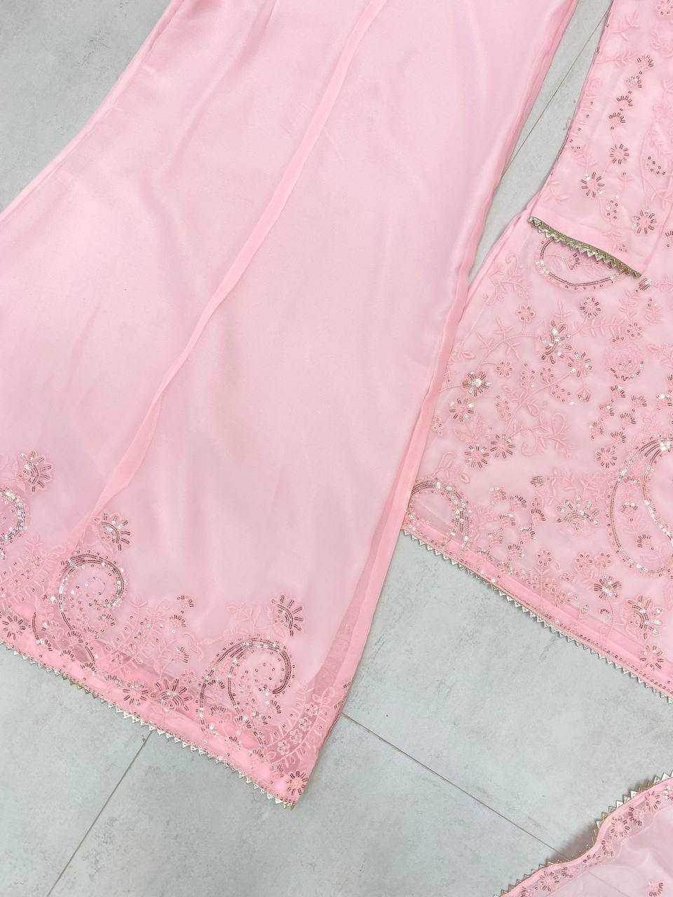 Georgette Palazzo Embroidered Suit - MYLUXURY LANE ENTERPRISE