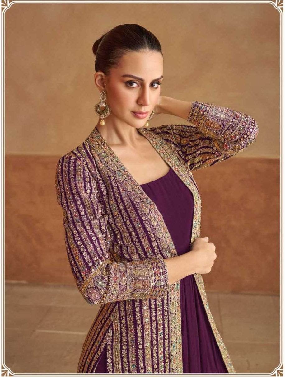 Embroidery Georgette Designer Gown - MYLUXURY LANE ENTERPRISE