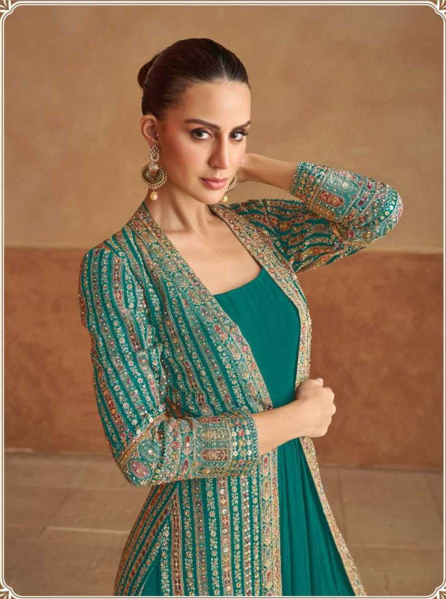 Embroidery Georgette Designer Gown - MYLUXURY LANE ENTERPRISE
