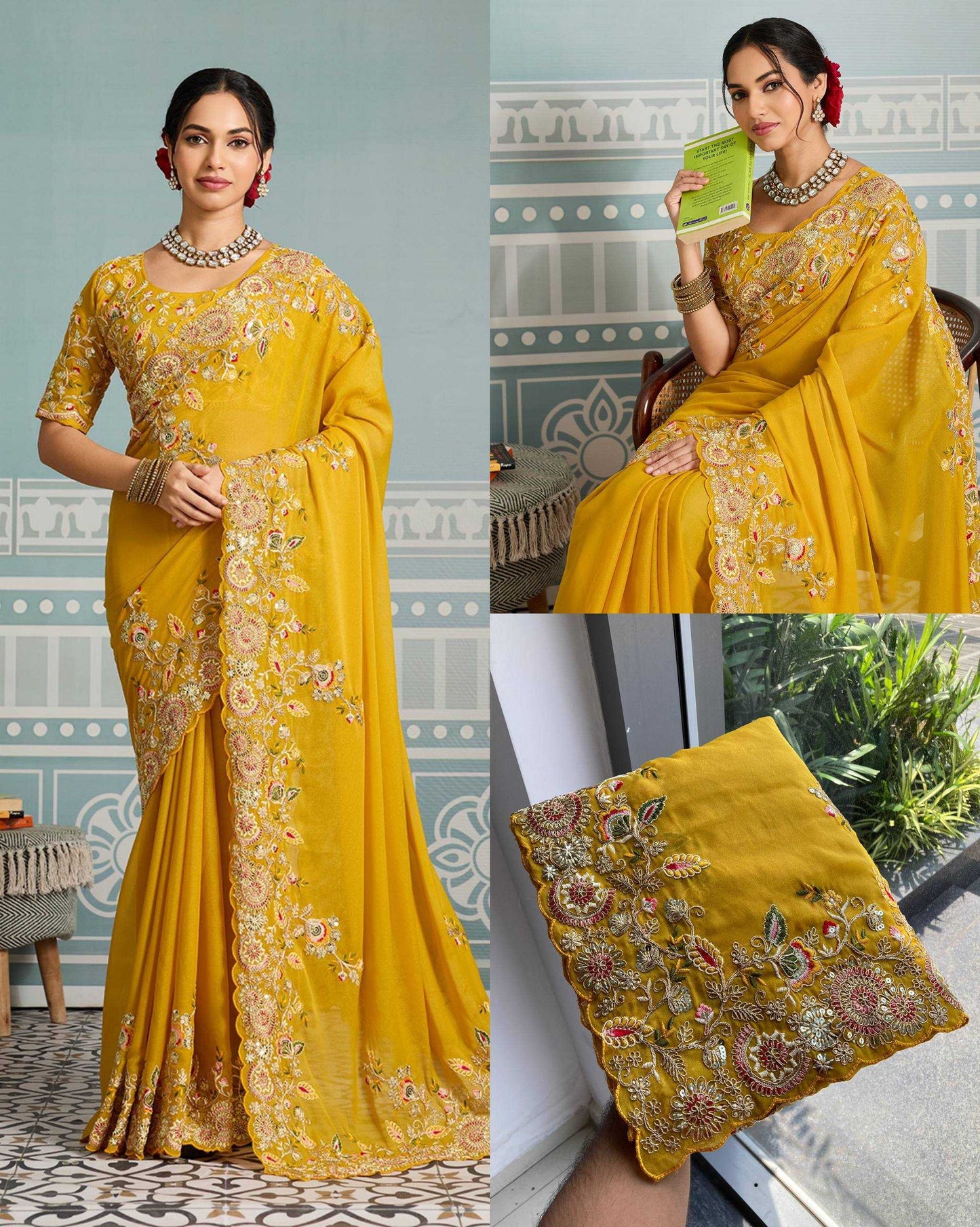 Georgette Georgette Embroidered Saree
