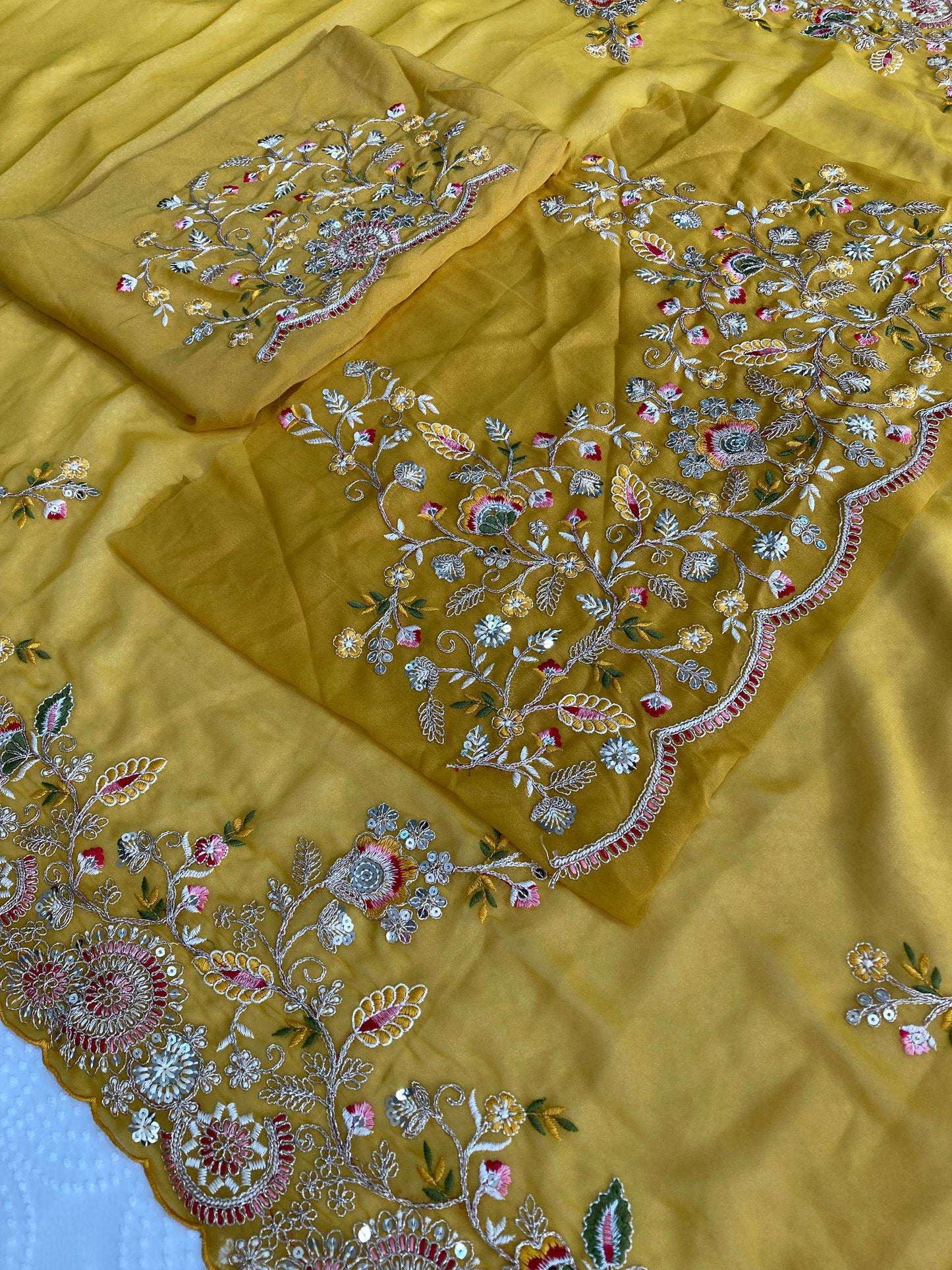 Georgette Georgette Embroidered Saree