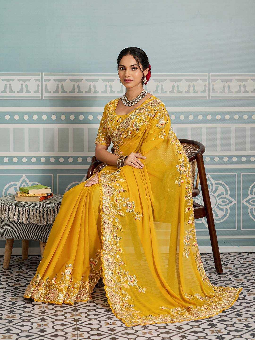 Georgette Georgette Embroidered Saree - MYLUXURY LANE ENTERPRISE