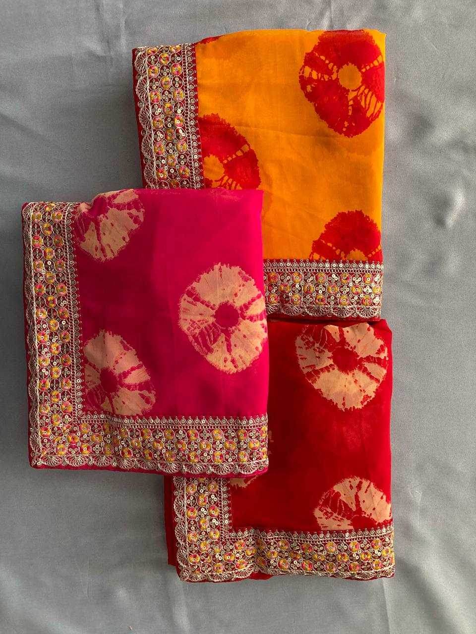 Georgette Embroidered Bandhani Saree - MYLUXURY LANE ENTERPRISE