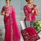 Georgette  Embroidered Cutwork Saree