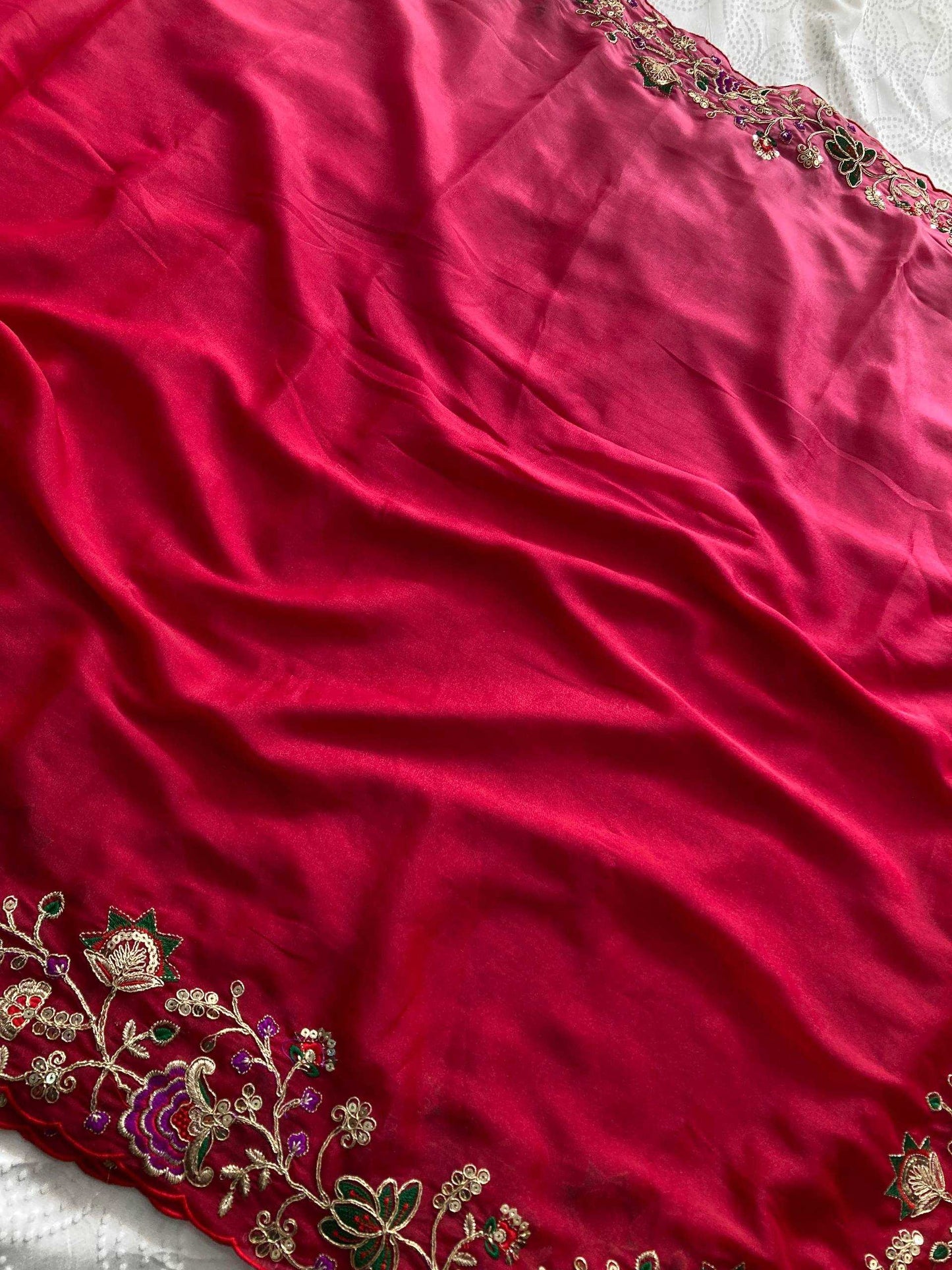 Georgette  Embroidered Cutwork Saree