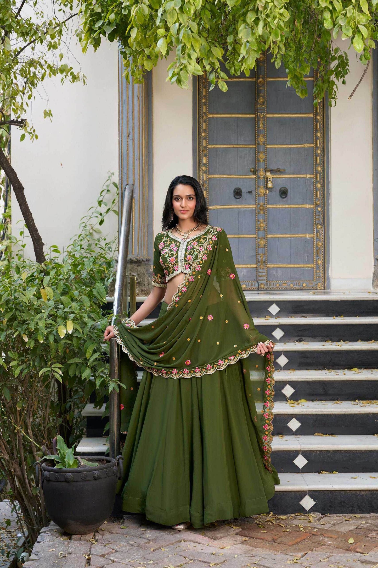 Georgette Green Lehengas Festive Collection for Elegance - MYLUXURY LANE ENTERPRISE