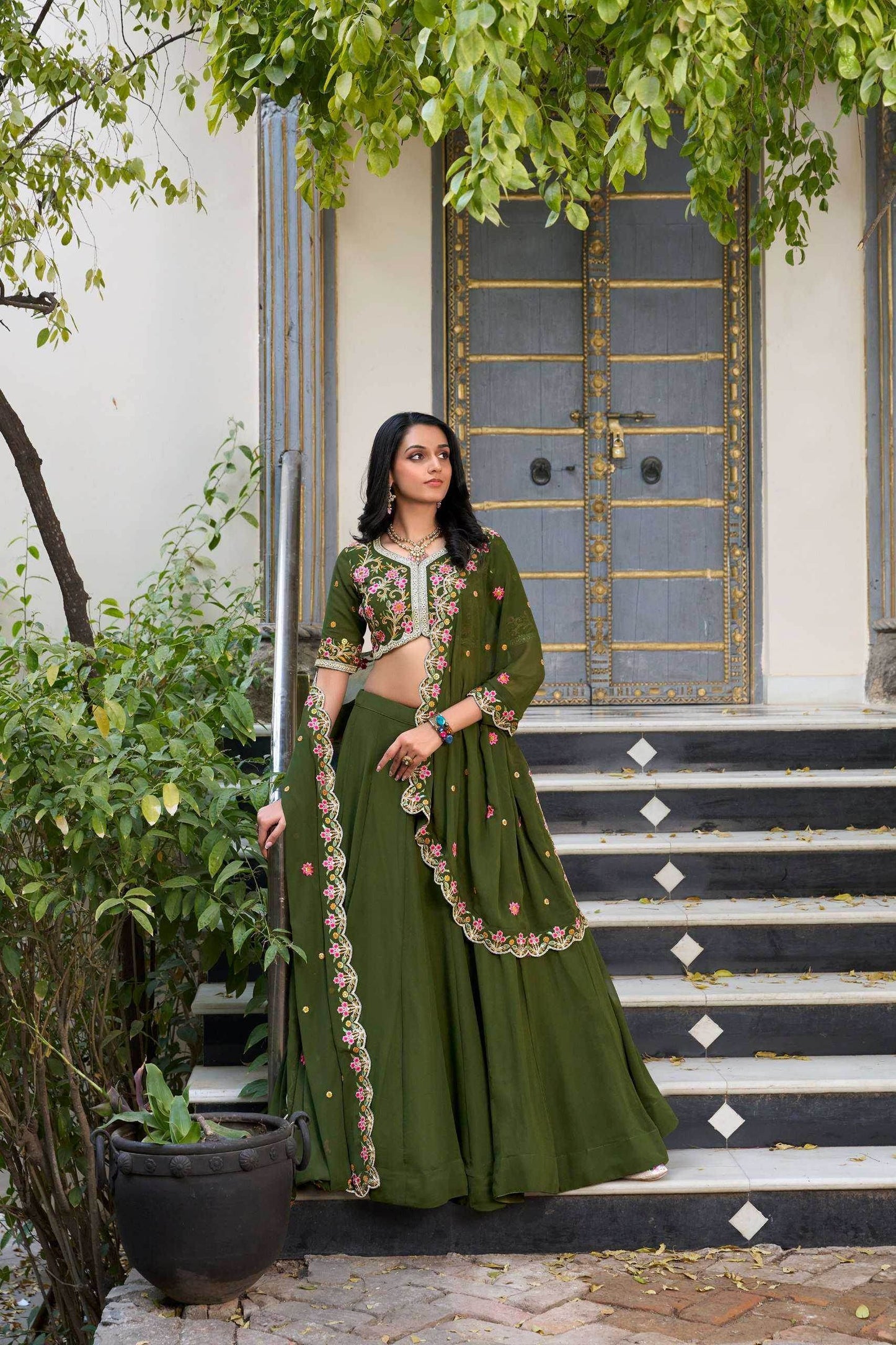 Georgette Green Lehengas Festive Collection for Elegance - MYLUXURY LANE ENTERPRISE