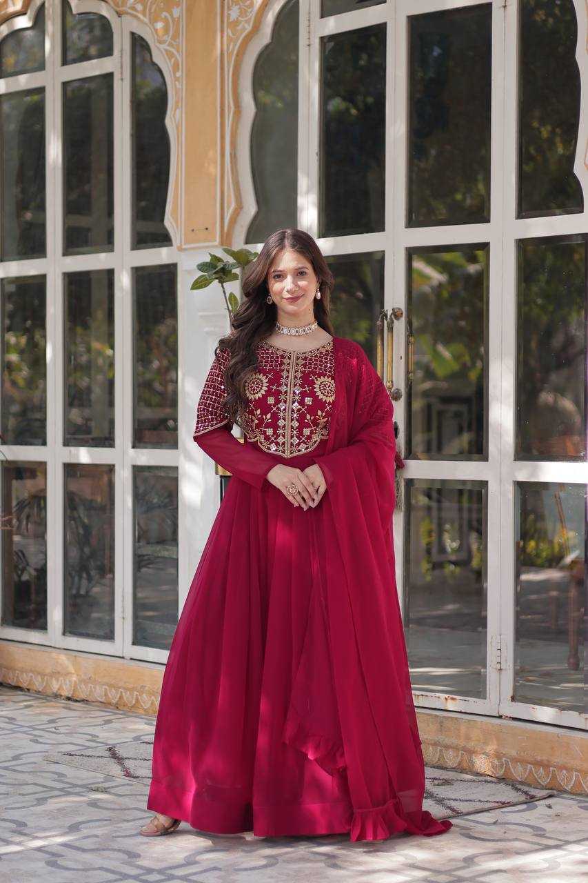Georgette  Embroidery Party Gown