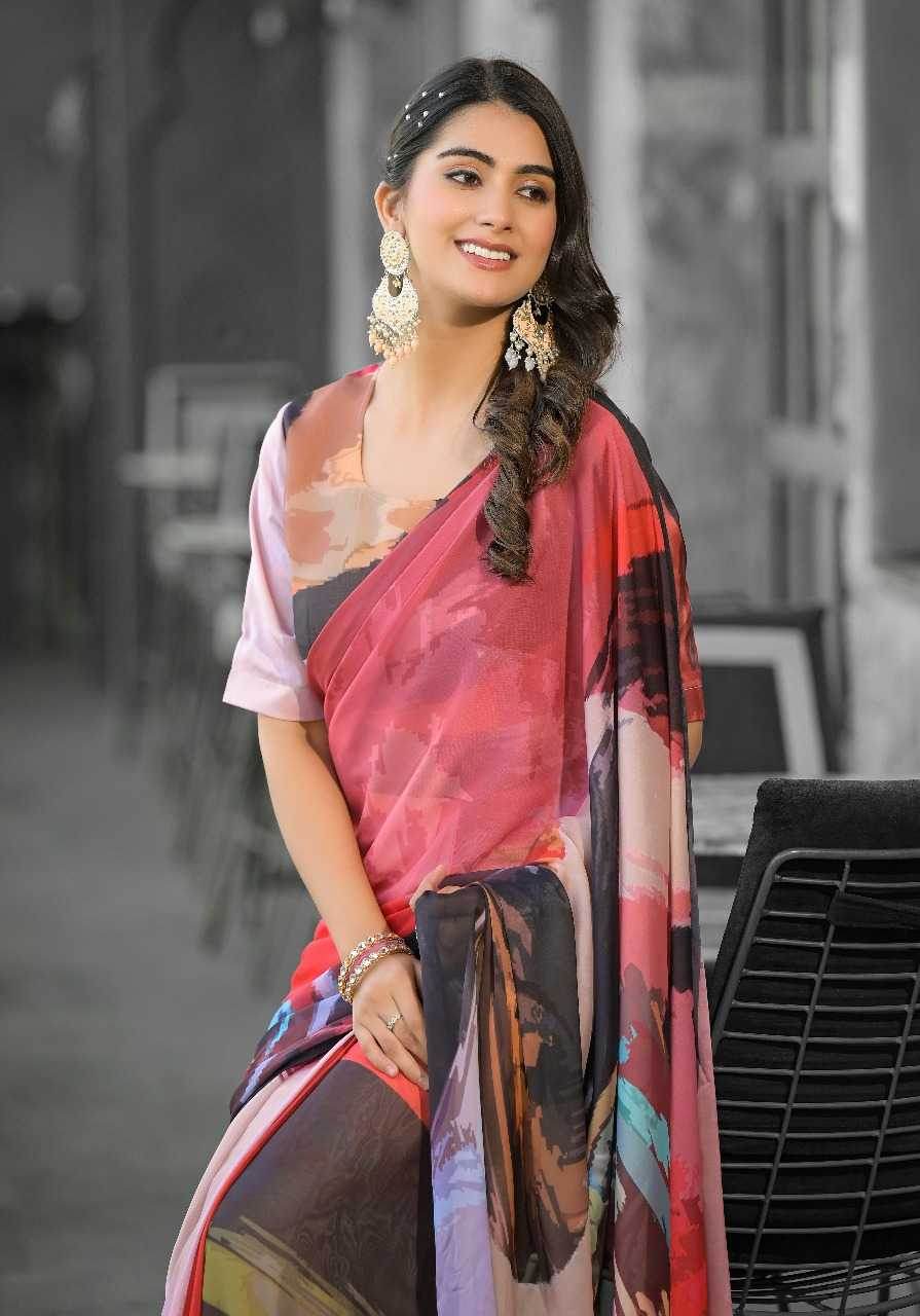 Georgette Designer Ready To Wear Saree - MYLUXURY LANE ENTERPRISE