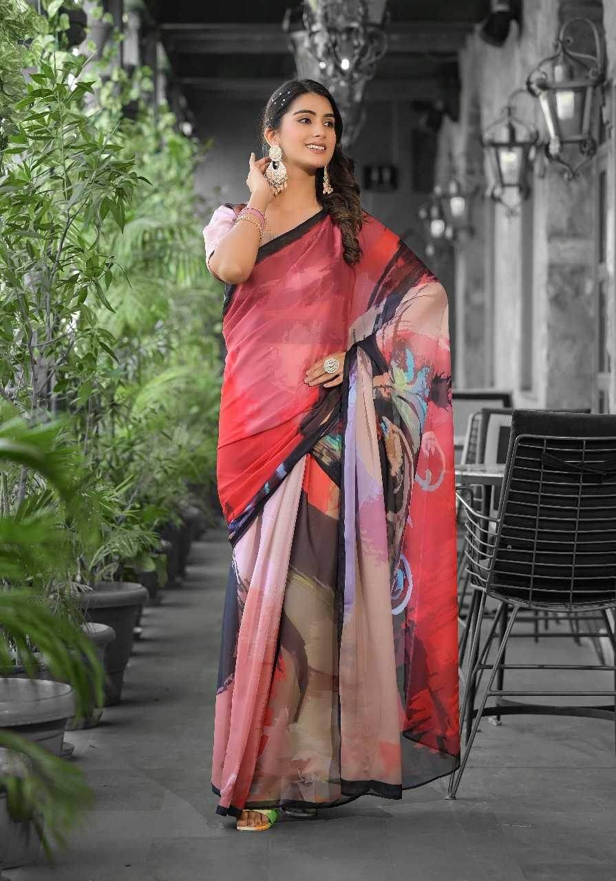 Georgette Designer Ready To Wear Saree - MYLUXURY LANE ENTERPRISE