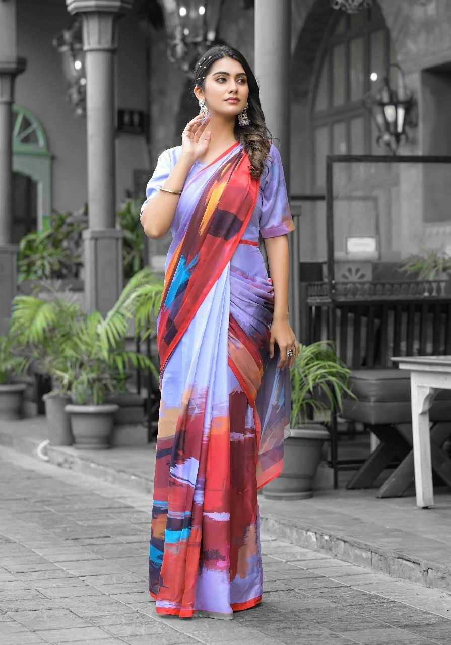 Georgette Designer Ready To Wear Saree - MYLUXURY LANE ENTERPRISE