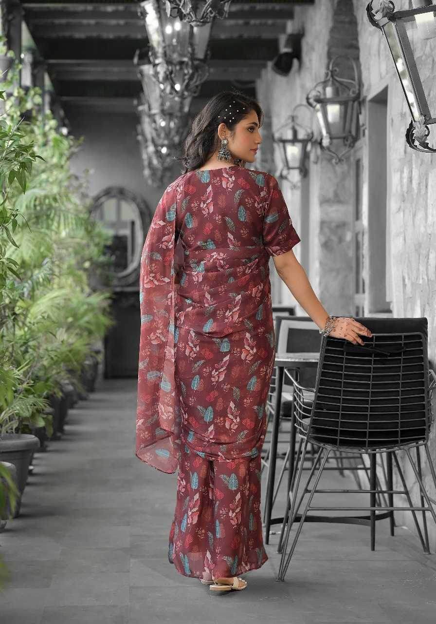 Georgette Designer Ready To Wear Saree - MYLUXURY LANE ENTERPRISE