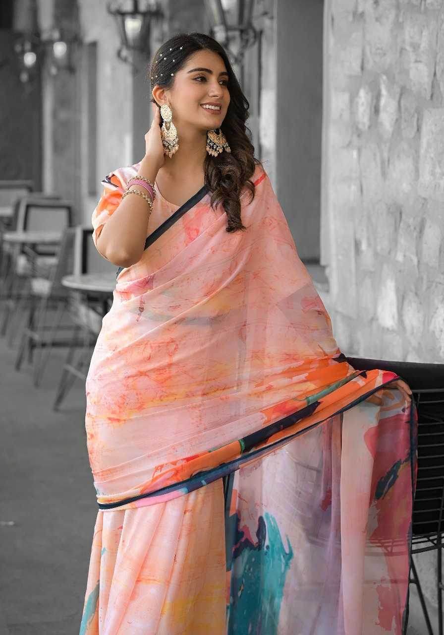 Georgette Designer Ready To Wear Saree - MYLUXURY LANE ENTERPRISE