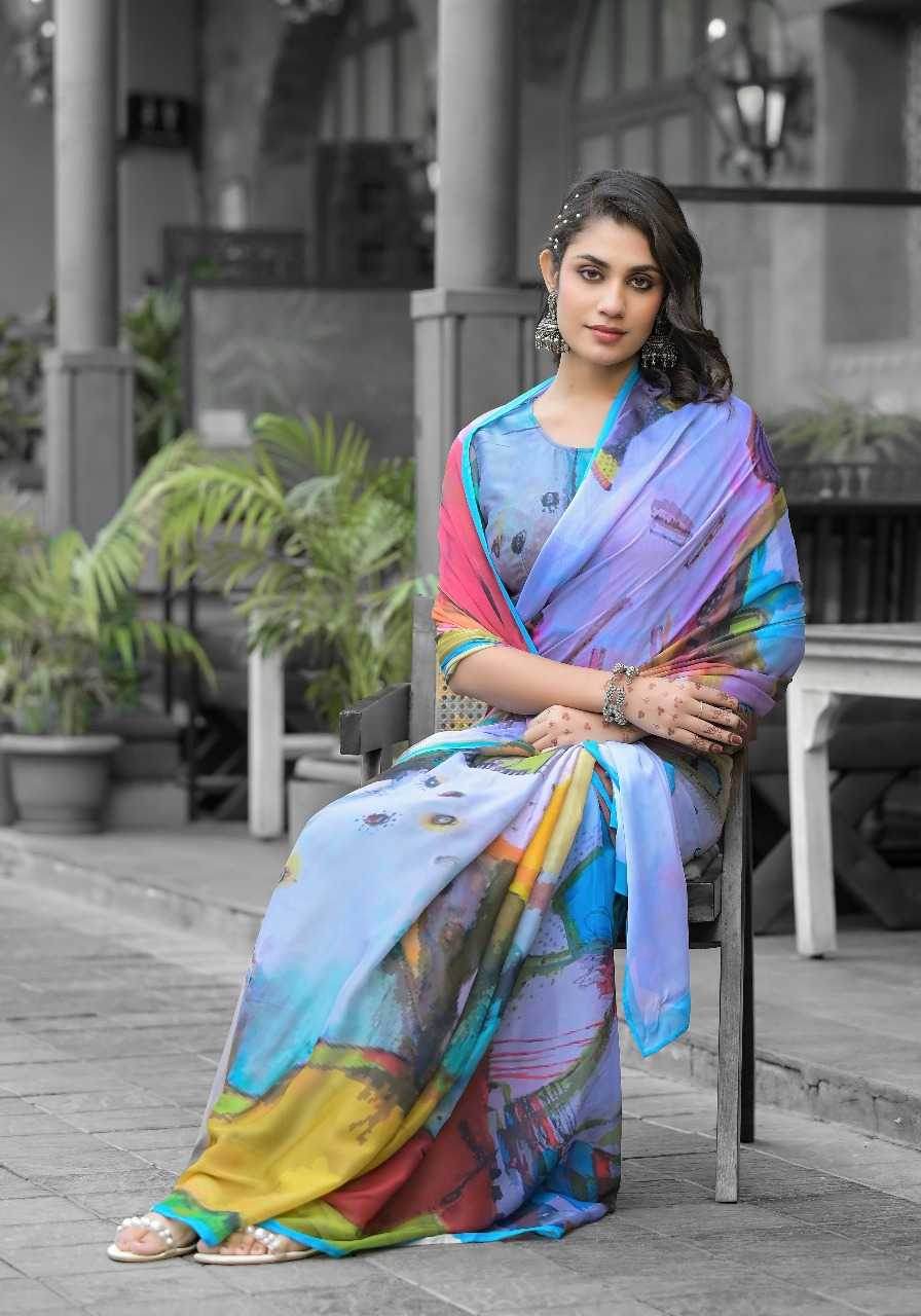 Georgette Designer Ready To Wear Saree - MYLUXURY LANE ENTERPRISE