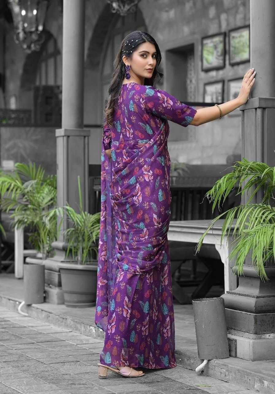 Georgette Designer Ready To Wear Saree - MYLUXURY LANE ENTERPRISE