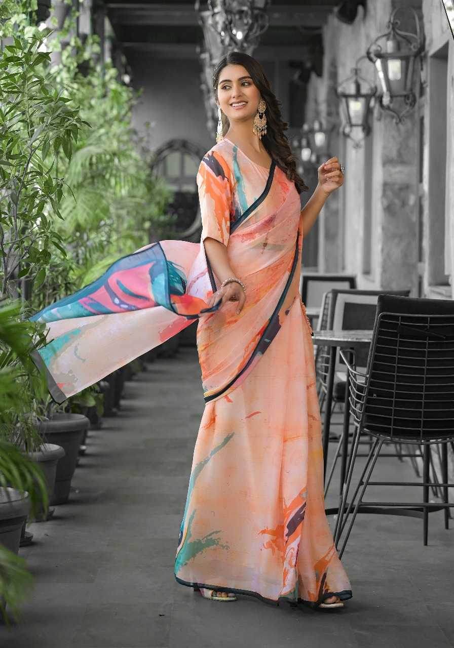 Georgette Designer Ready To Wear Saree - MYLUXURY LANE ENTERPRISE