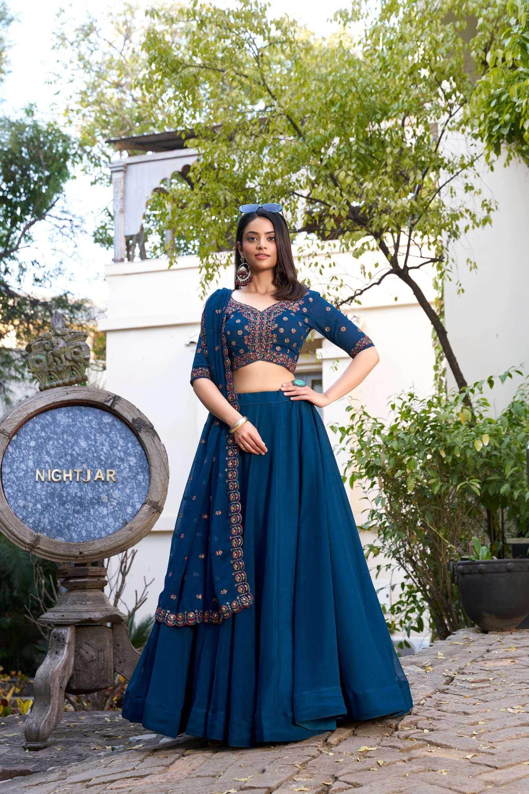 Stylish Georgette Lehenga with Elegant Dupatta and Blouse - MYLUXURY LANE ENTERPRISE