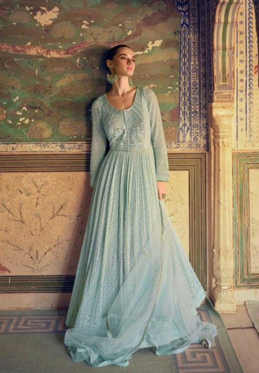 Georgette   Embroidery s Anarkali Gown Long Gown