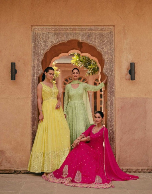 Georgette Embroidery Anarkali Long Gown for Women