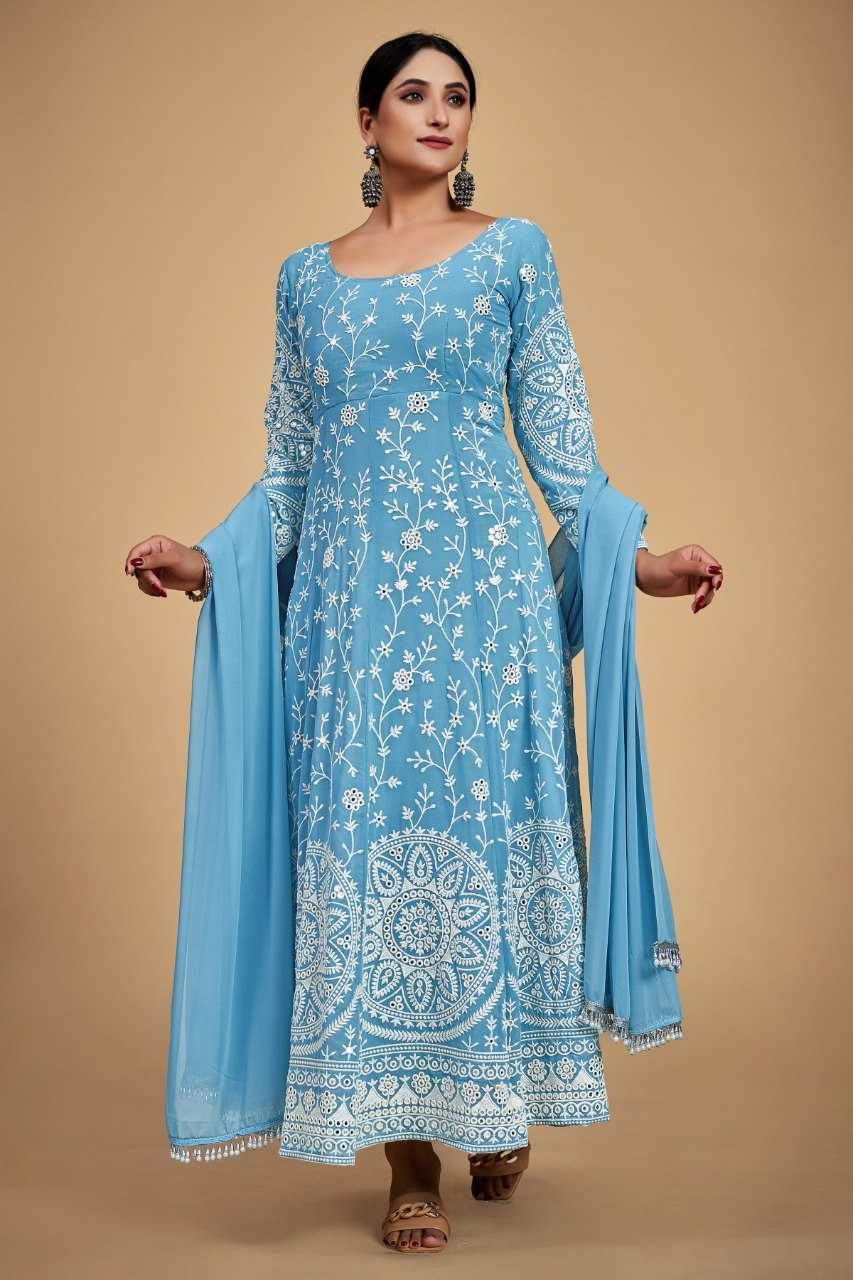 Georgette Embroidery Anarkali Long Gowns Sequin Gown - MYLUXURY LANE ENTERPRISE