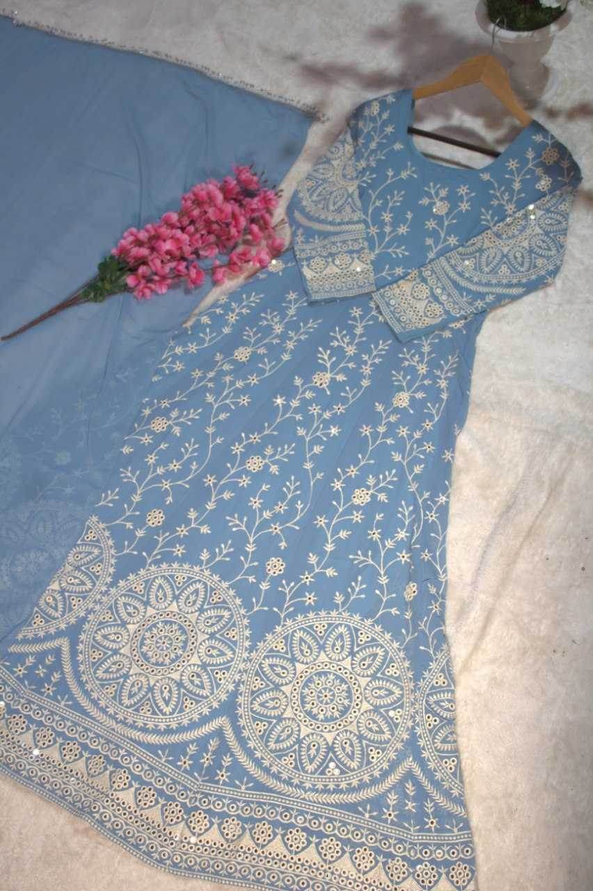 Georgette Embroidery Anarkali Long Gowns Sequin Gown - MYLUXURY LANE ENTERPRISE